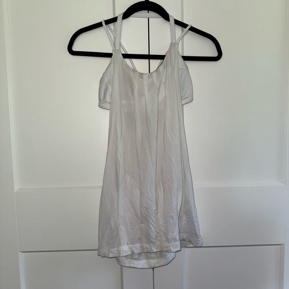 White Lululemon tank with built in bra